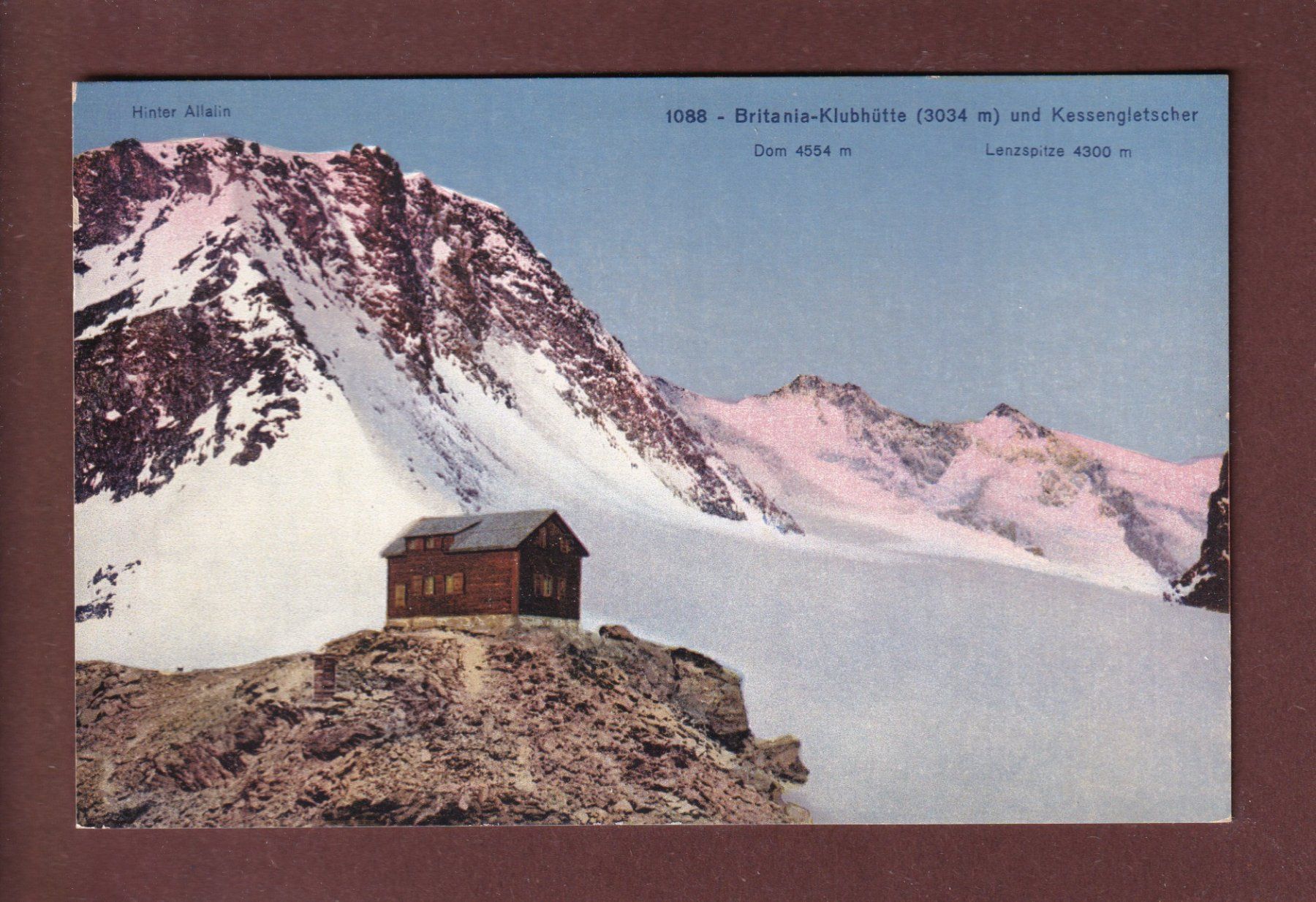 Cartoline postali: BRITANIA-KLUBHÜTTE - Kessengletscher – Usato da Pully venduto da nicecards