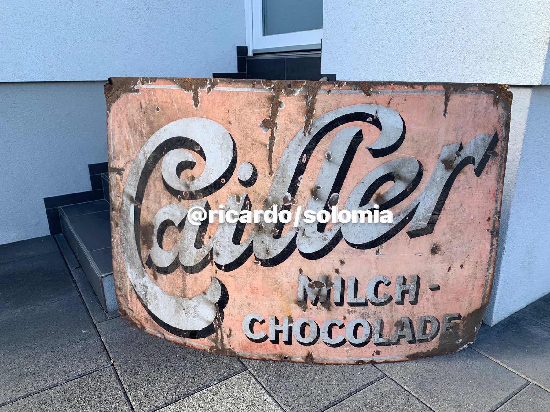 Cailler Schilder: Email Schild Cailler 150cm x 100cm – Gebraucht aus Kestenholz von hstech