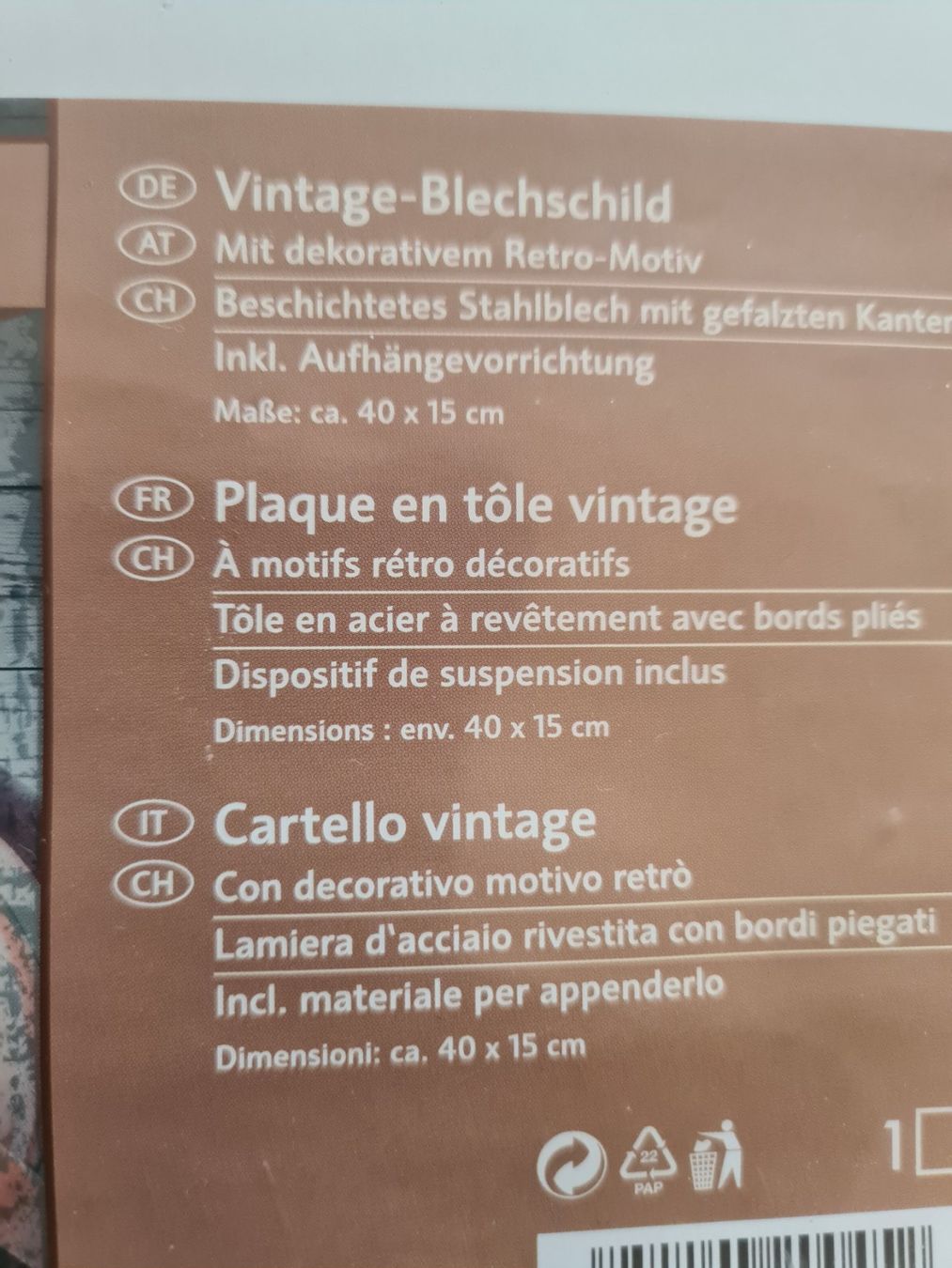 Insegne: Blechschild "COFFEE" 40 x 15 cm. – Nuovo e nell'imballaggio originale da Winterthur venduto da bibummi 2