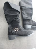 Schwarze Damenstiefel mit Schnalle, Grösse 41, Piraten-Look