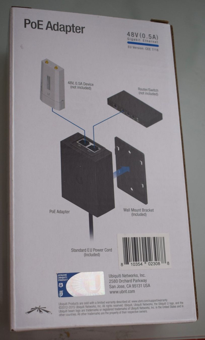 Ubiquiti Unità & Adattatore: ***TOP*** Ubiquiti PoE Adapter - NEU ***TOP*** – Nuovo e nell'imballaggio originale da Zofingen venduto da Felix459