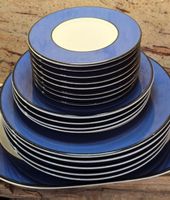 Geschirr Service Kobaltblau/Weiss, 18-teilig, Vintage Style!
