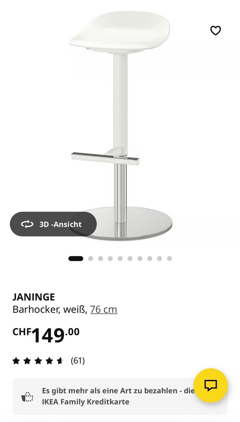 Ikea Sgabelli: JANINGE Barhocker weiss – Usato da Zürich venduto da AngelaS1989 3