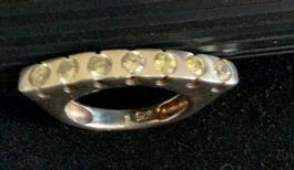 Bague mixte en argent. Pierres naturelles jaunes. T. 54 - 55