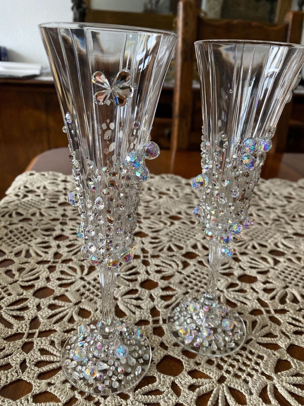 Bicchieri: 2/ Hochzeit glasses mit Swarovski – Usato da Mehlsecken venduto da Reymau 2