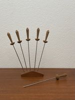 Vintage Spiess Set + Teak Ständer Holz Spiesschen