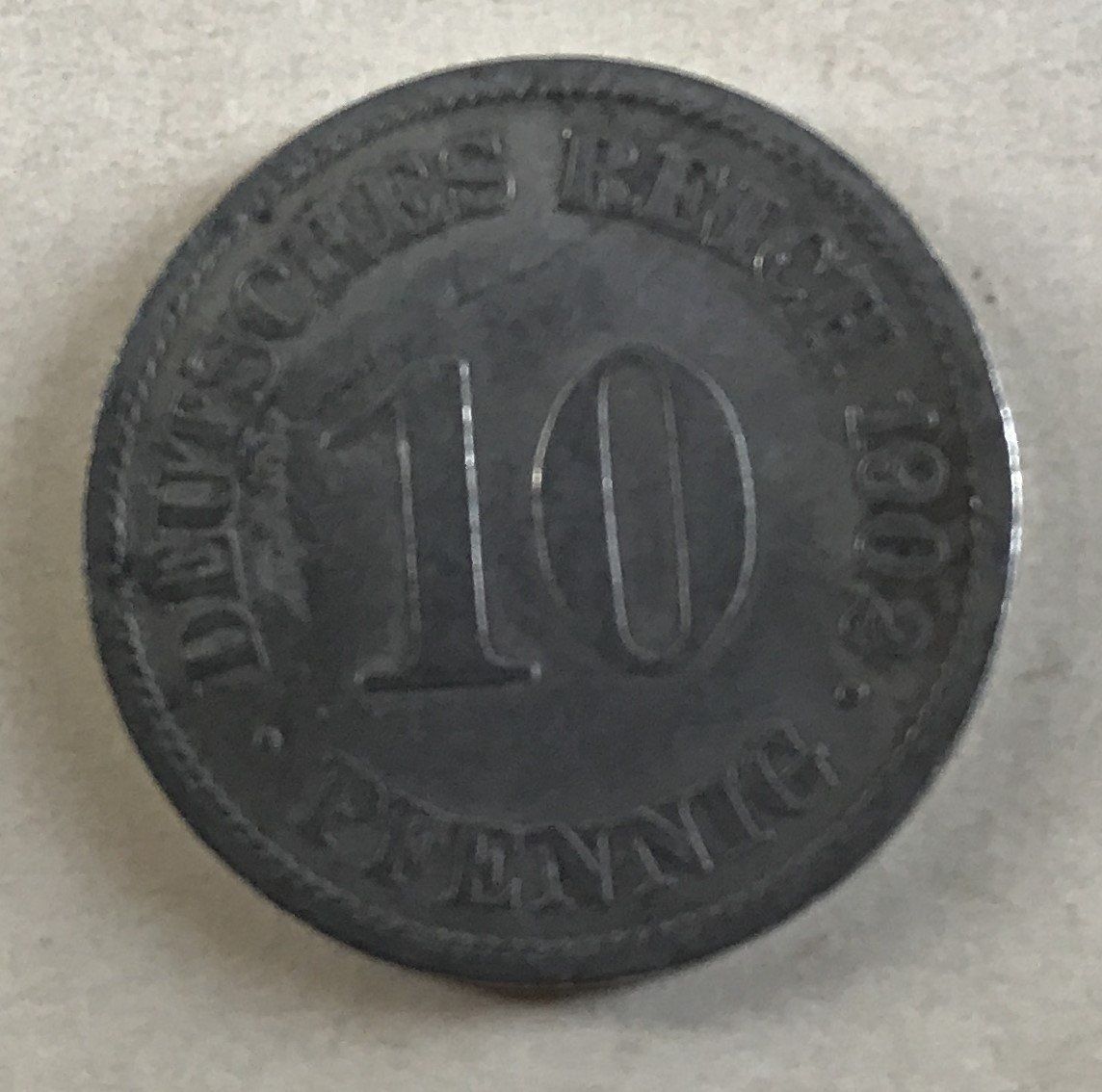 Alle Münzen: 10 PFENNIG DEUTSCHES REICH 1902 – Gebraucht aus Ostermundigen von wini63