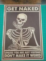 Déco - Squelette - "Get Naked" affiche sur toile