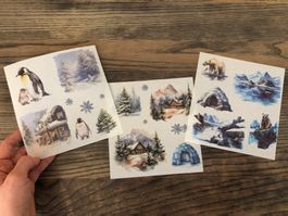 Sticker Aufkleber Scrapbook Berge Winter Schnee
