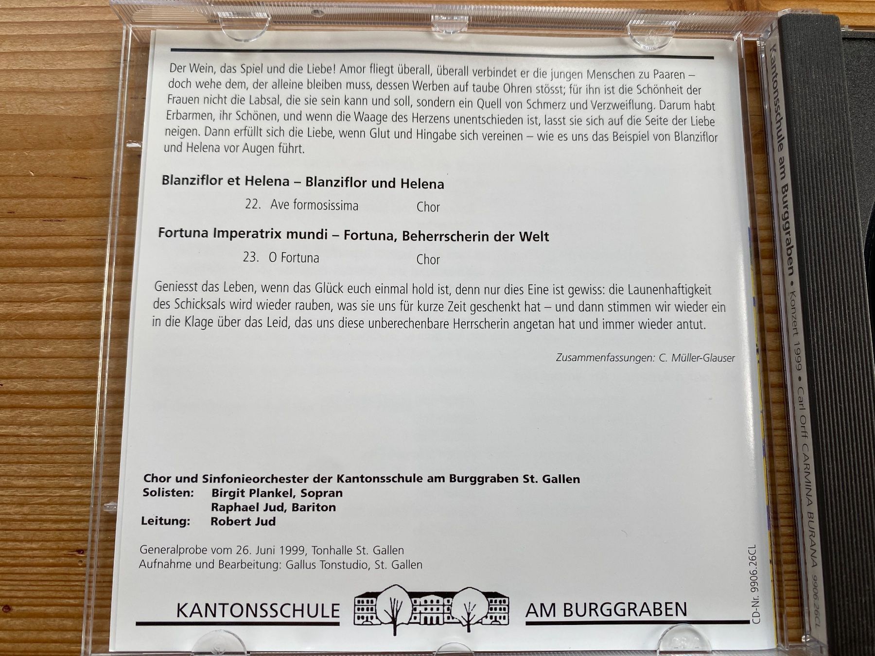 CD: CD - Konzert 1999 - KSSG - Carl Orff – Usato da St.Gallen venduto da kingsamas 6