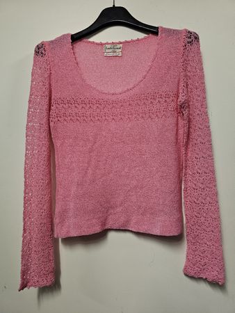 Pull Louis Féraud/Rose/Vintage/Coton/Soie/Tricoté dentelle/M