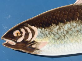 Ancien plat à poisson faïence peinte main