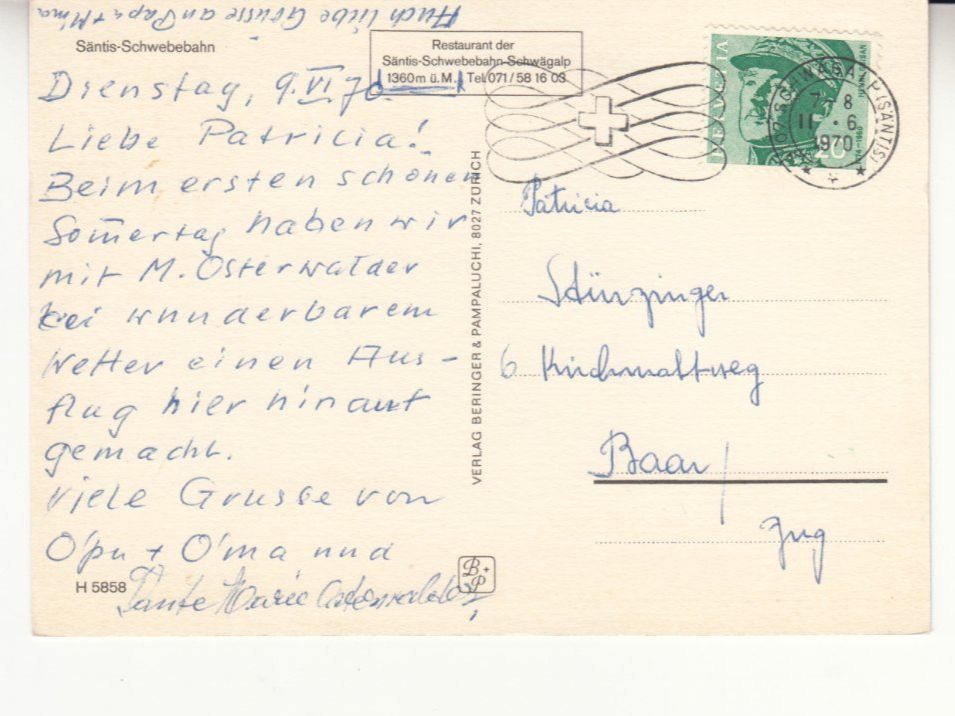 Cartoline postali: Säntis 1970 – Usato da Bürglen TG venduto da StampGraf 1