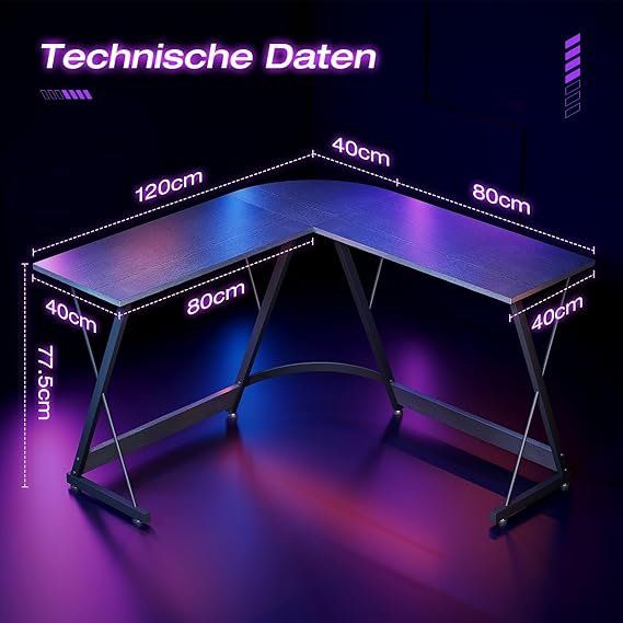 Tavoli: Gaming Tisch Computertisch Schreibtisch mit runder Ecke – Nuovo e nell'imballaggio originale da Herisau venduto da Serenco 2