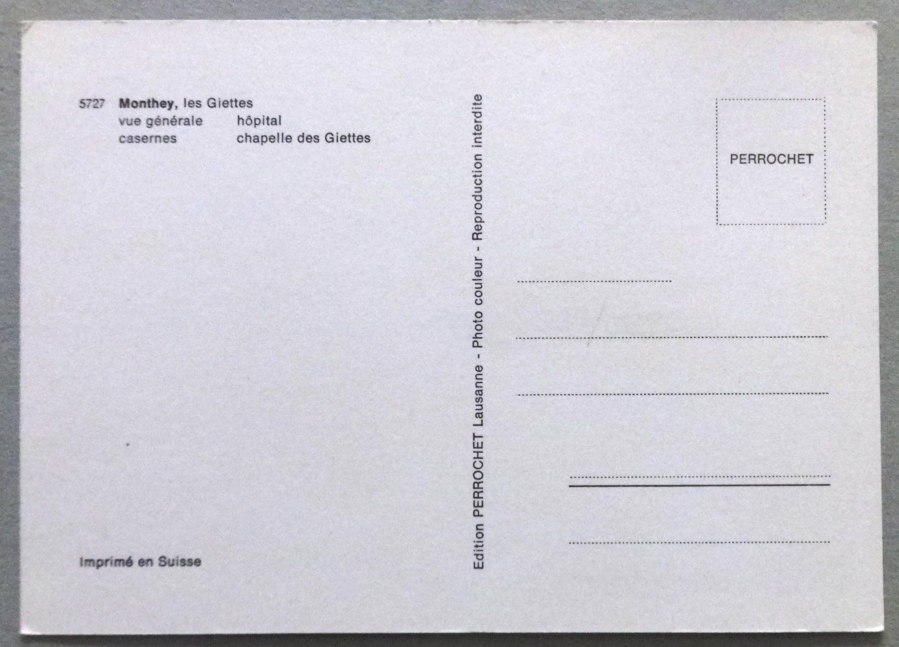 Cartoline postali: Monthey, les Giettes – Usato da Fétigny venduto da Billy2miny 1