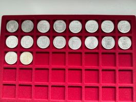 5 Franken Silber, komplette Serie 1931-1969  vz-unz, 18 St.