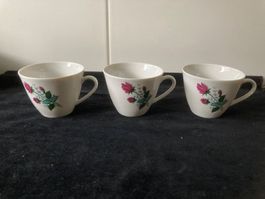 3 Tassen mit Rosen-Muster Bavaria