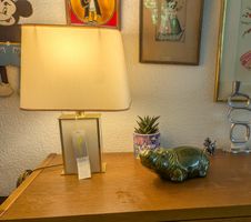 Le Dauphin France Designer Lampe Ivory Lacquer & Brass