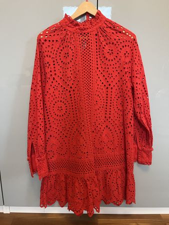 H&M Red Broderie Anglaise Dress with Camisole