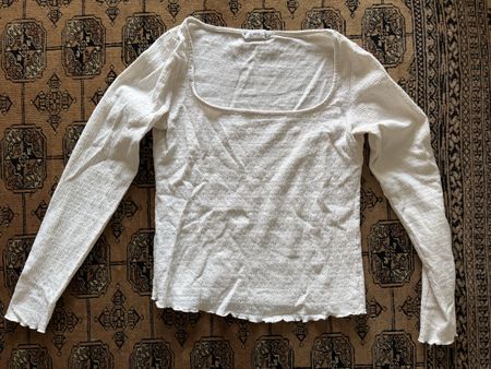 Mango Damen Langarmshirt weiss Grösse M 