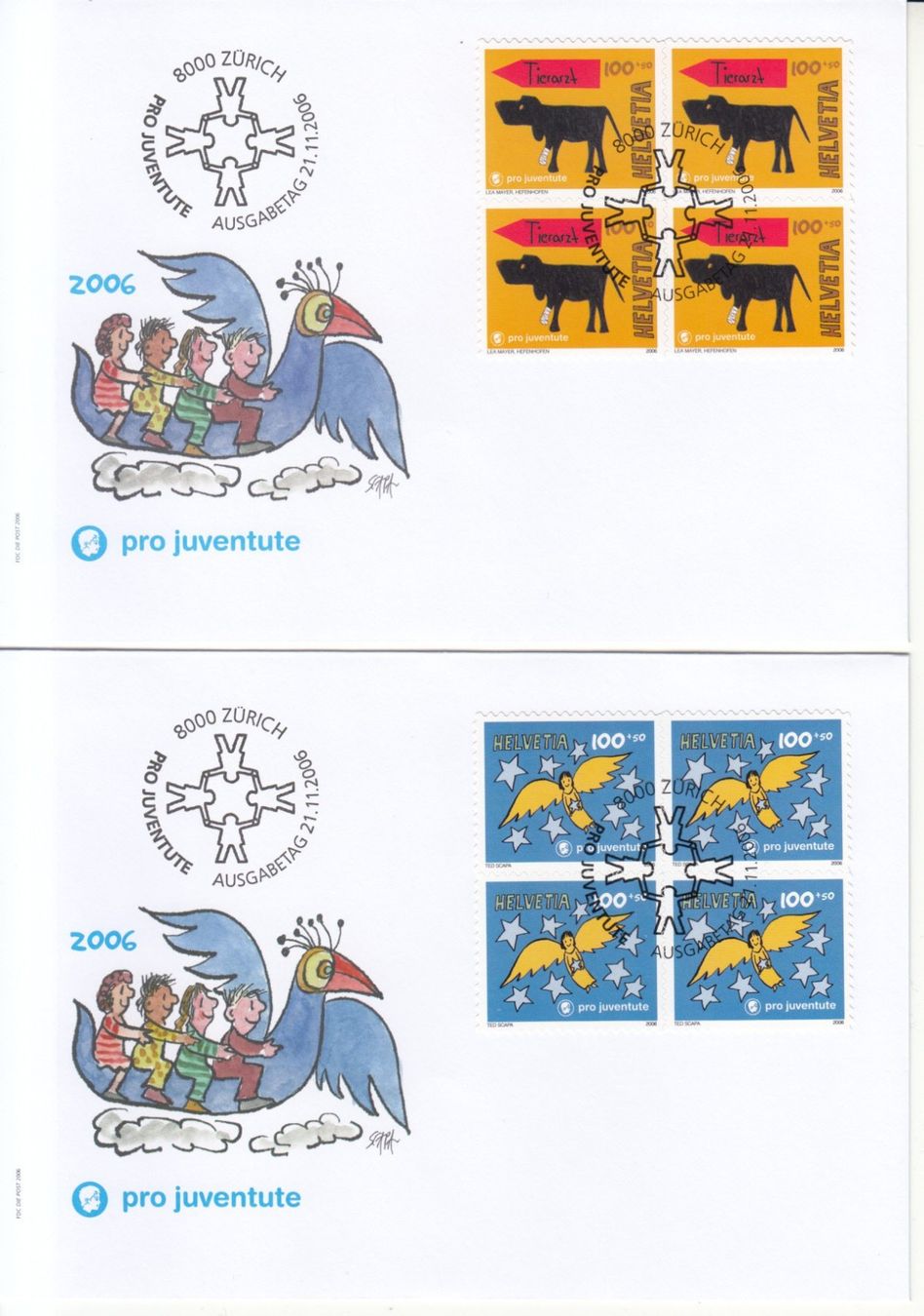 Tous les timbres: SBK J381A - J384A im 4er-Block FDC – D'occasion à Bürglen TG par StampGraf 2