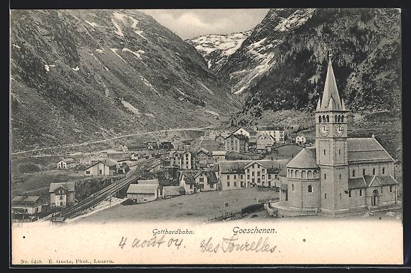 Cartes postales: Goeschenen, Ortsansicht mit Gotthardbahn – D'occasion à Berlin par bartko-reher