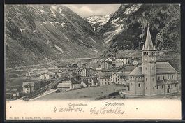 Goeschenen, Ortsansicht mit Gotthardbahn