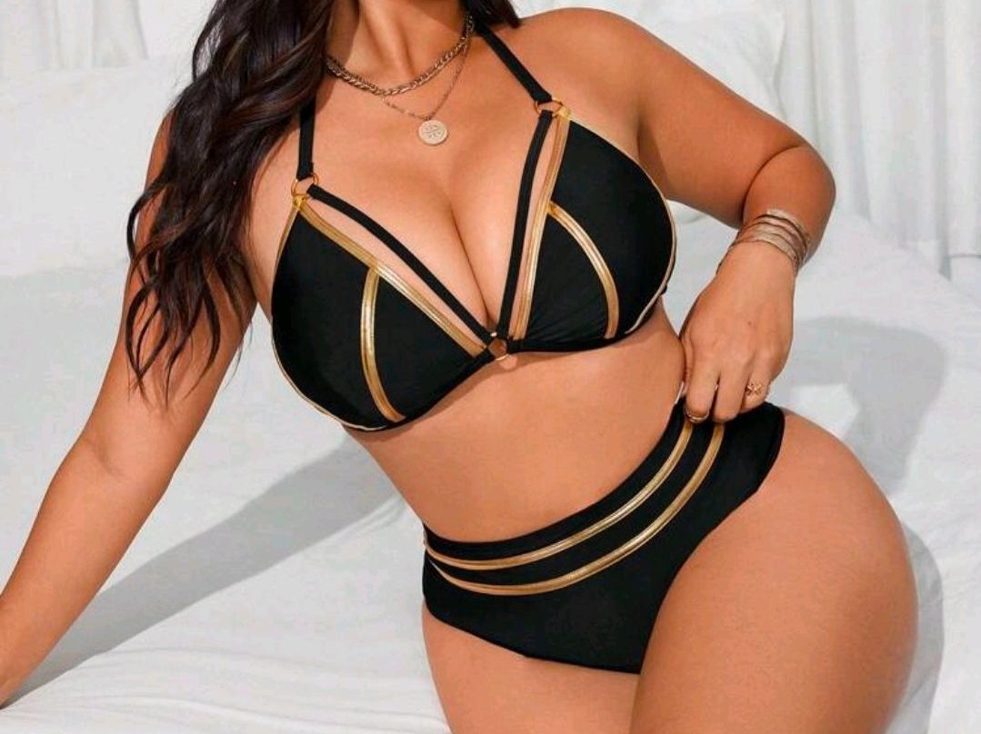 Shein Costumi da bagno & Bikini: Bikini - Curve 44 - Gold-Schwarz-Look 👙 – Nuovo (secondo la descrizione) da Thalwil venduto da VitaMini 1