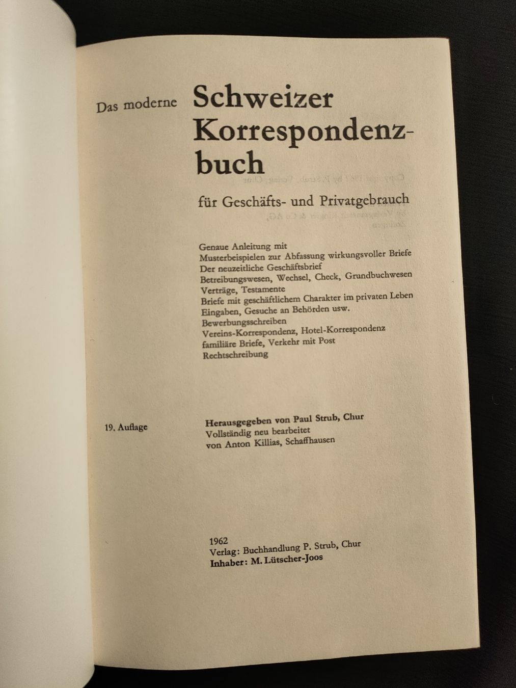 Libri: Schweizer Korrespondenz Buch 1962.      P. Strub- Rarität – Usato da Gipf-Oberfrick venduto da minini 1