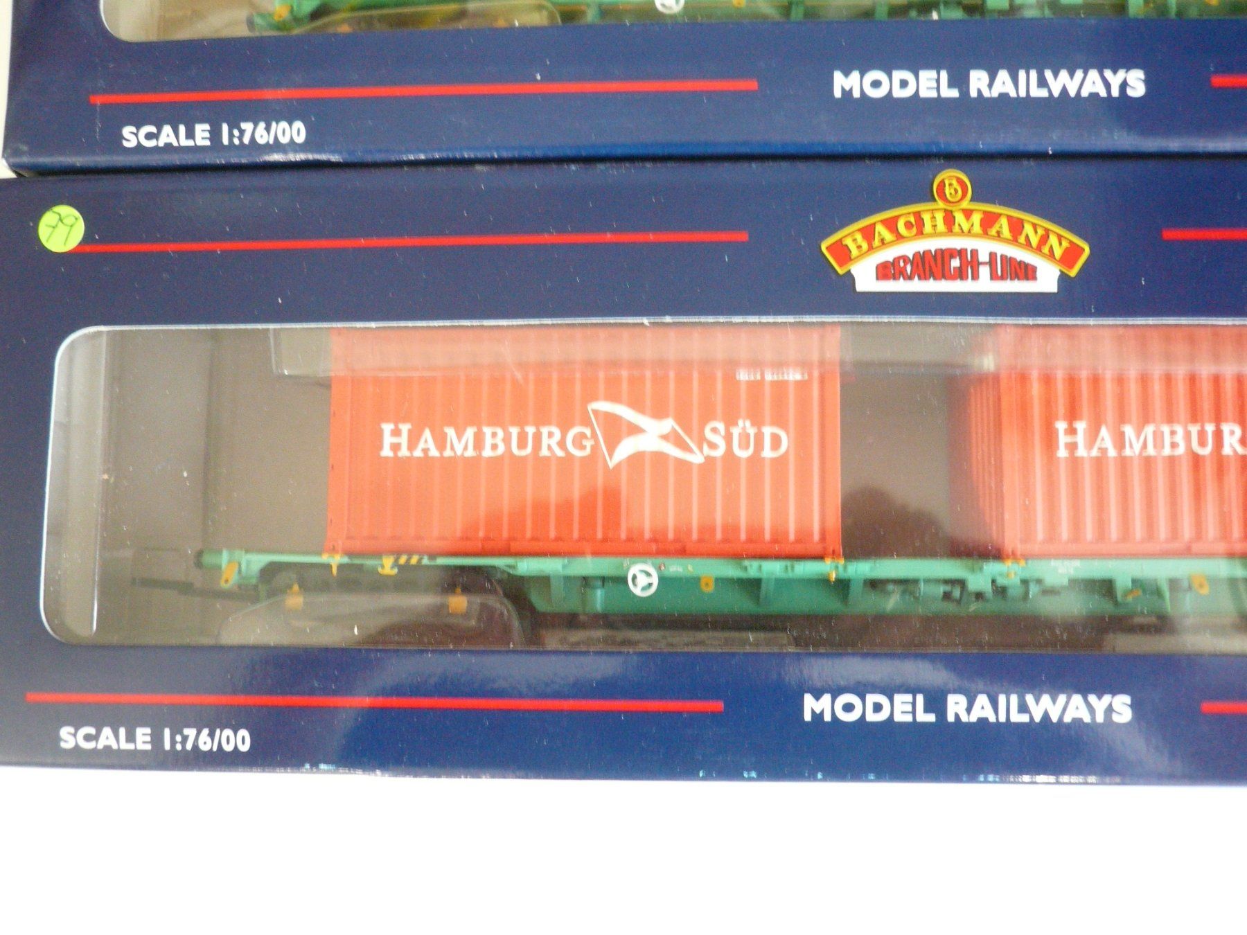 Modellini di ferrovie: BACHMANN H0 CONTAINERWAGEN " HAMBURG SÜD " SET MIT 2WAGEN – Nuovo e nell'imballaggio originale da Pfaffnau venduto da nolff 1