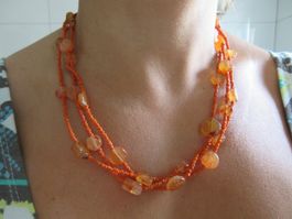 Karneol und Korallen Collier mit 925 Silber Verschluss
