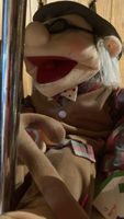 Handpuppe älterer Mann mit Stock und Hut neuwertig