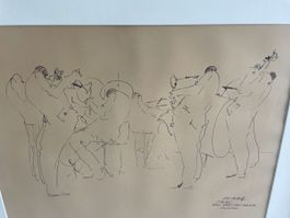 Signierte Jazz-Zeichnung – New York „Basin Street East“ 1965