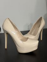 High Heels, Beige Patent Leather, Platform, Size 40