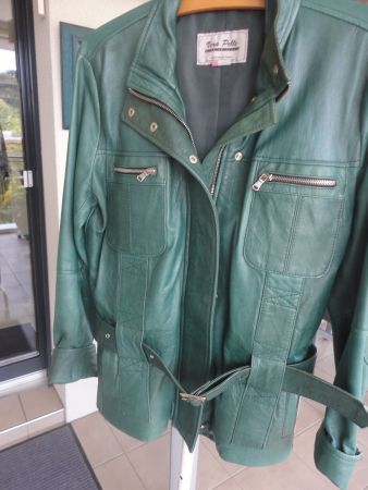Grüne Damen-Lederjacke Gr. M
