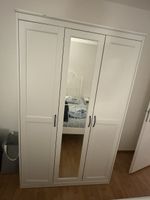 White Wardrobe with Mirror, Three Doors, Used Condition