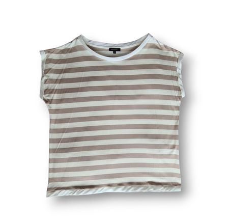T-shirt rayé beige et blanc de More & More, taille 44