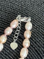 Collier de perles naturelles rose pâle et argenté, neuf