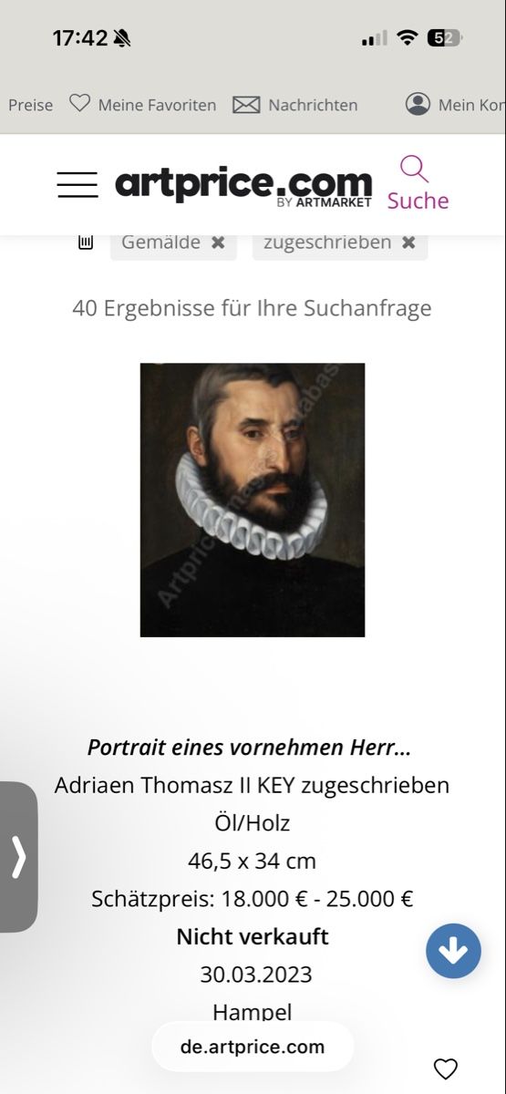Gemälde: Museales Porträt 16.jh. – Gebraucht aus Emmenbrücke von Antikvogel 8