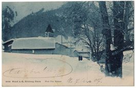 Unbekannte Kirche im Schnee, gelaufen 1907 (Meisser)