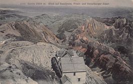 Säntis, Blick aus Seealpsee und Rhein, gelaufen 1907