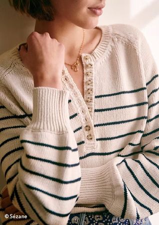 Sézane · Pull Léontine · Ecru / Marine