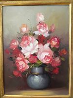 44cm breitx 54cmhoch Ölgemälde hübsches Rosenstillleben