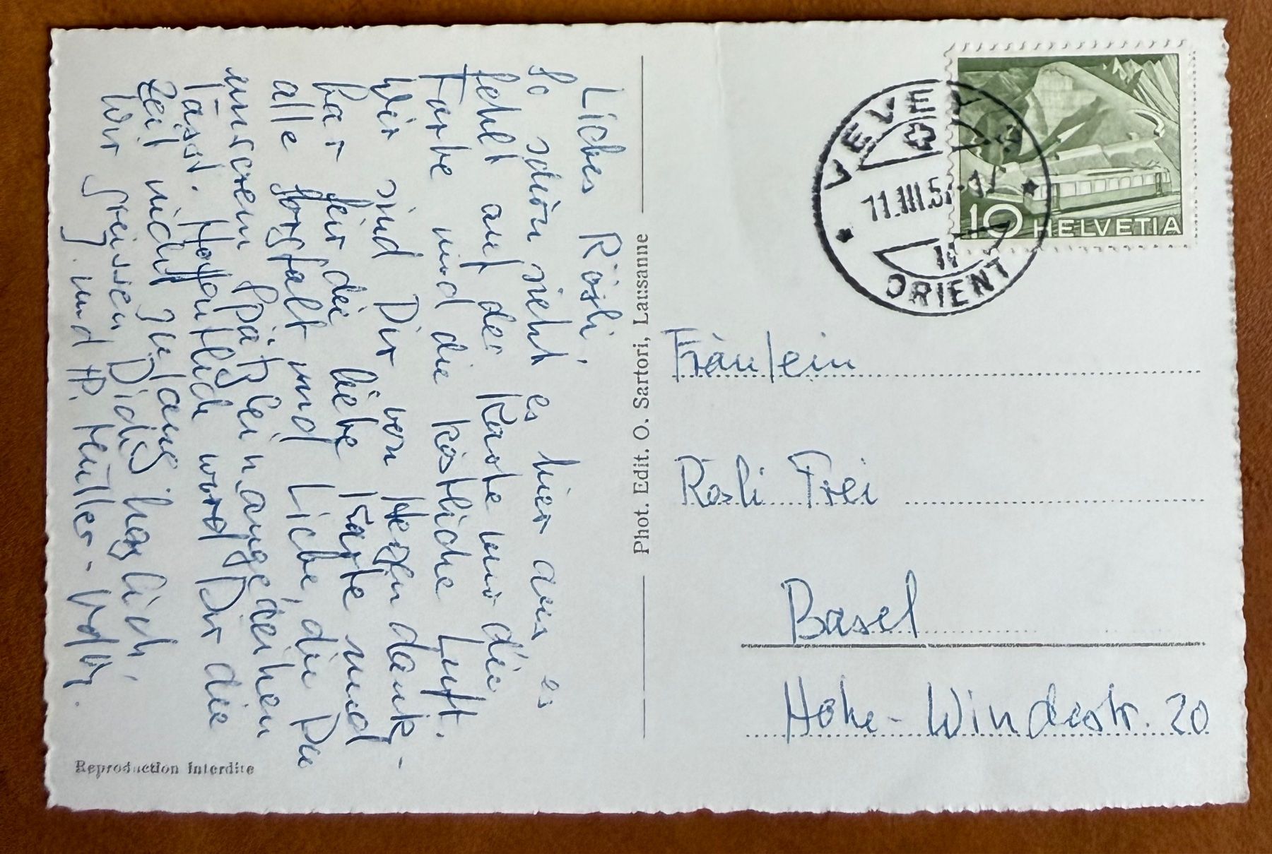 Cartoline postali: Rivaz - Lavaux - 1952 – Usato da Lutry venduto da Ediego 1