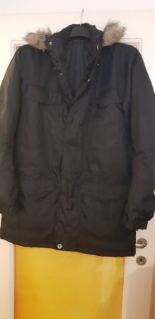 Winterjacke mit Kapuze, Grösse 2XL, Schwarz, Herren Jacke 54