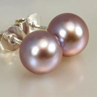 Lilas perles eau douce RD 8x8,5MM - boucles d'oreilles Ag925