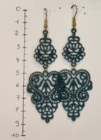 Boucles d'oreilles bleu pétrole ajourées, originales!