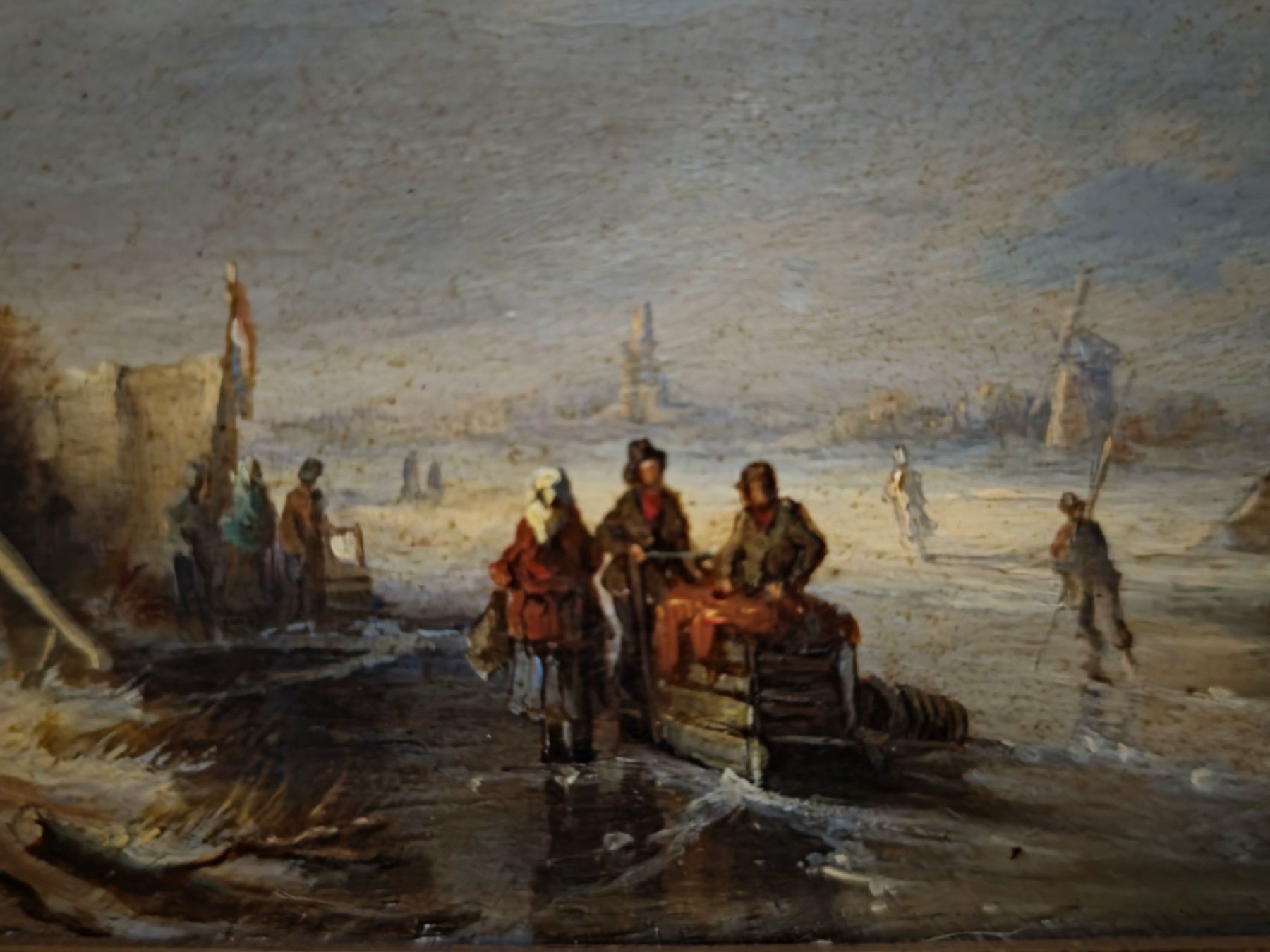 Gemälde: Vintage Winterlandschaft mit Windmühle & Eisläufern, gerahmt – Gebraucht aus Erlinsbach von ZeitlosArt 7