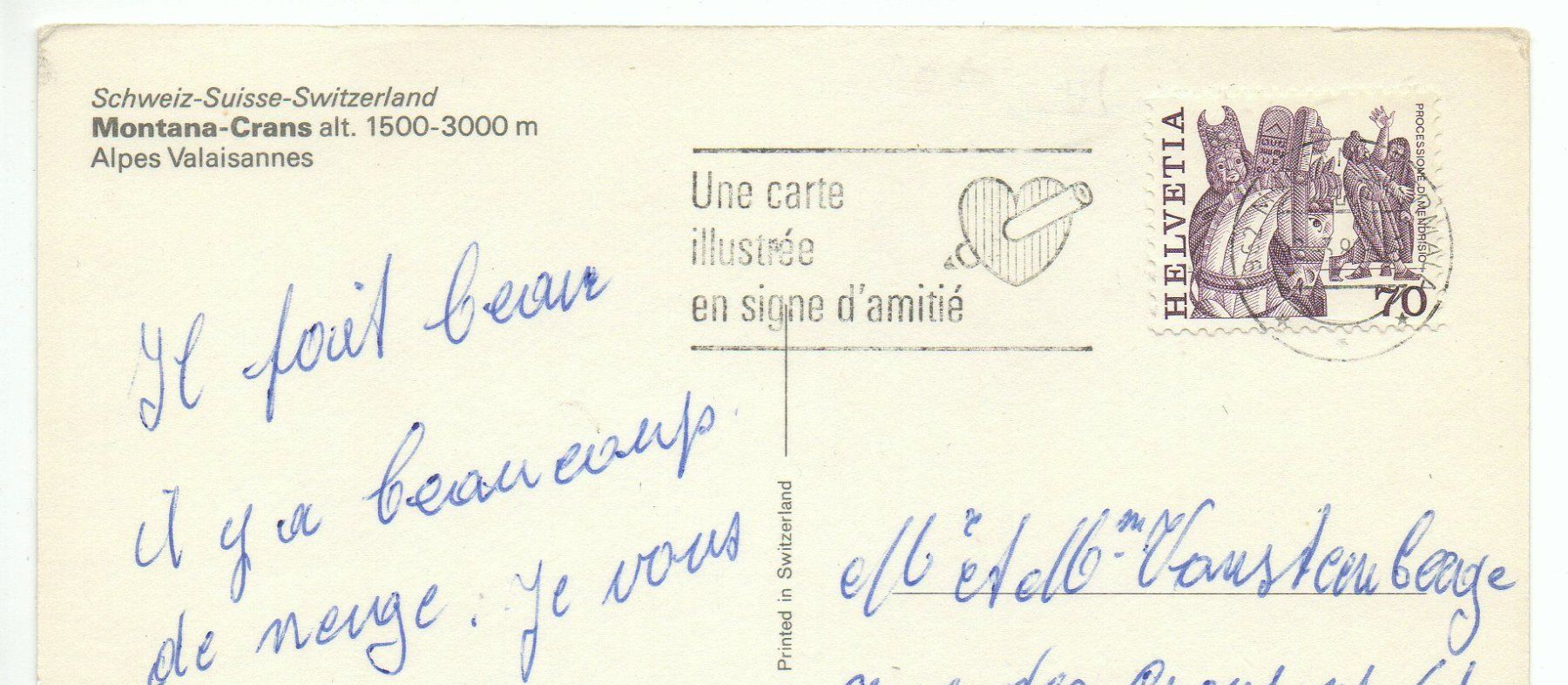 Cartoline postali: CRANS MONTANA – Usato da Jona venduto da philajona 1