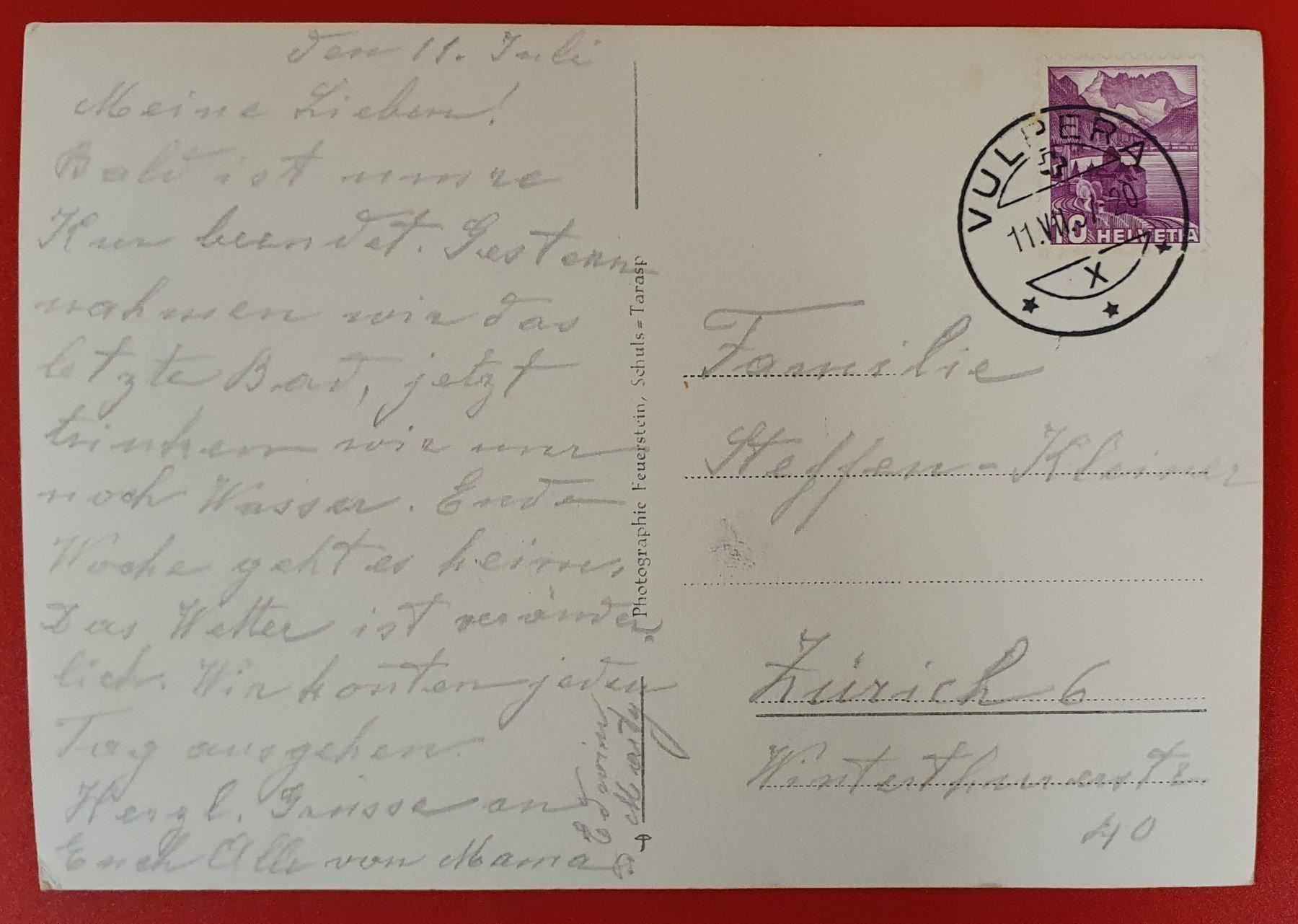 Cartoline postali: Schloss Tarasp 1937 – Usato da Kreuzlingen venduto da Rschweiz1 1